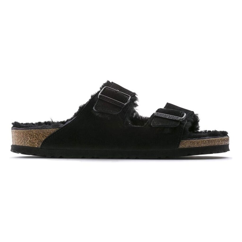 BIRKENSTOCK ARIZONA SHEARLING SUEDE LEATHER-BLACK | BEND SHOE CO