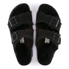 BIRKENSTOCK ARIZONA SHEARLING SUEDE LEATHER-BLACK | BEND SHOE CO