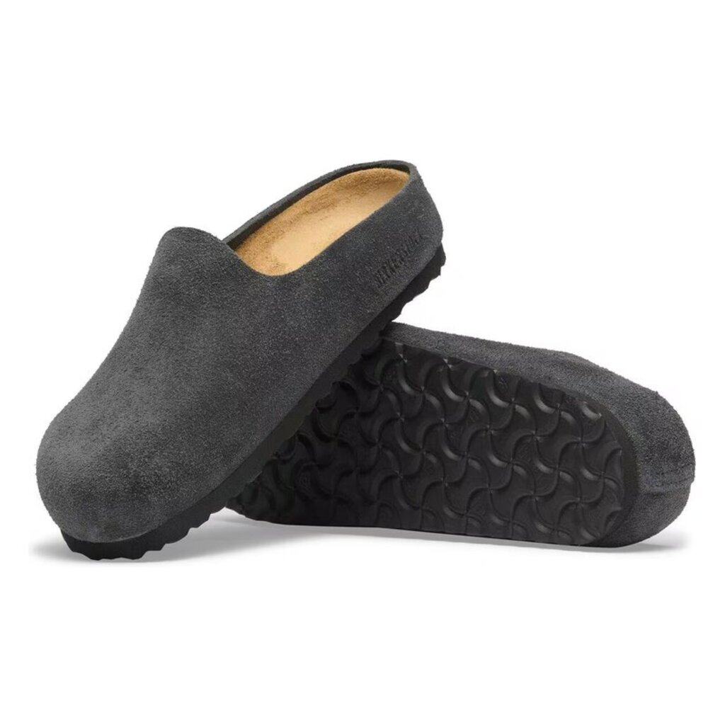 BIRKENSTOCK AMSTERDAM WRAPPED SUEDE-CHARCOAL | BEND SHOE CO