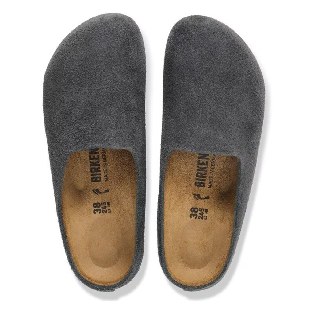 BIRKENSTOCK AMSTERDAM WRAPPED SUEDE-CHARCOAL | BEND SHOE CO