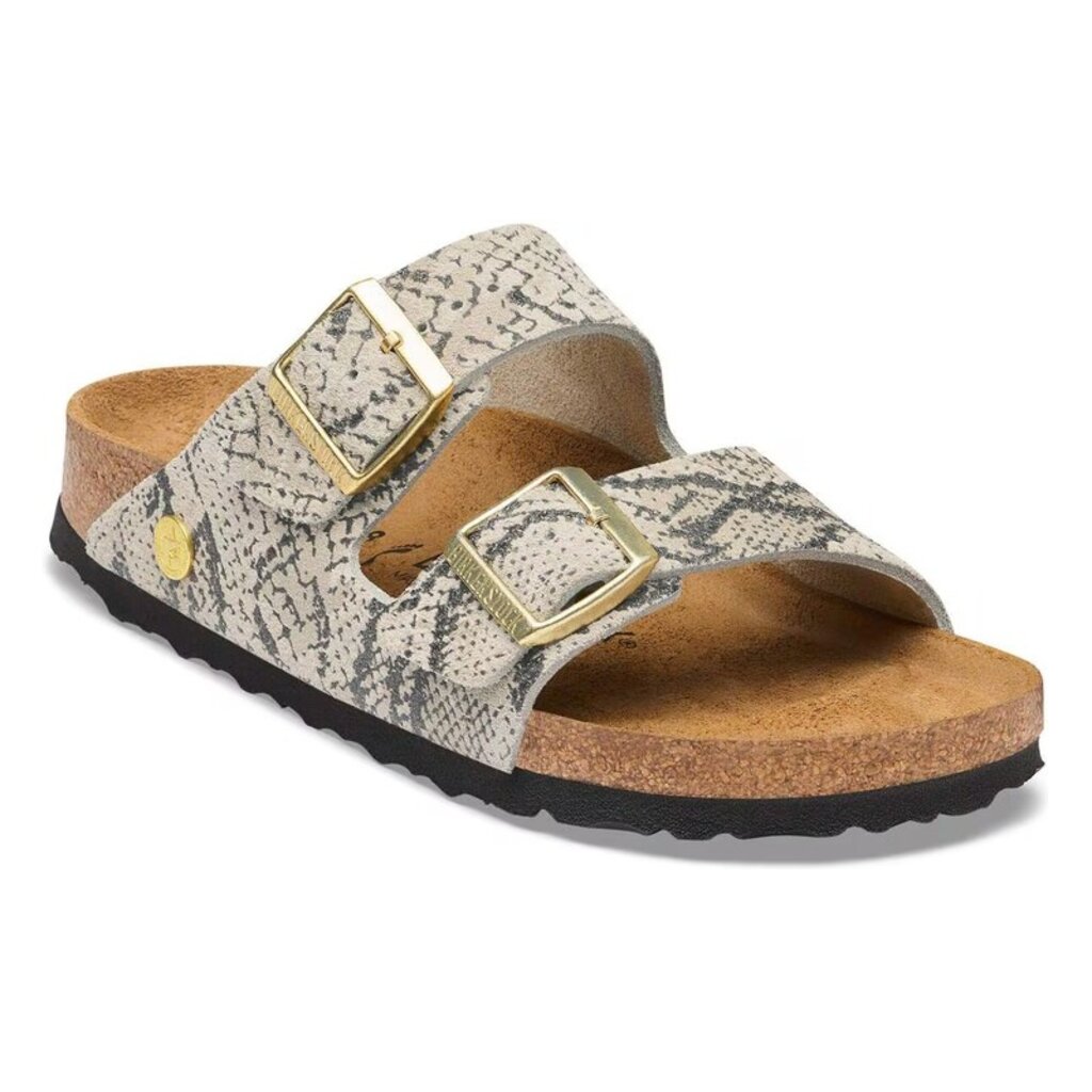 BIRKENSTOCK ARIZONA SUEDE-SNAKE PRINT OYSTER | BEND SHOE CO