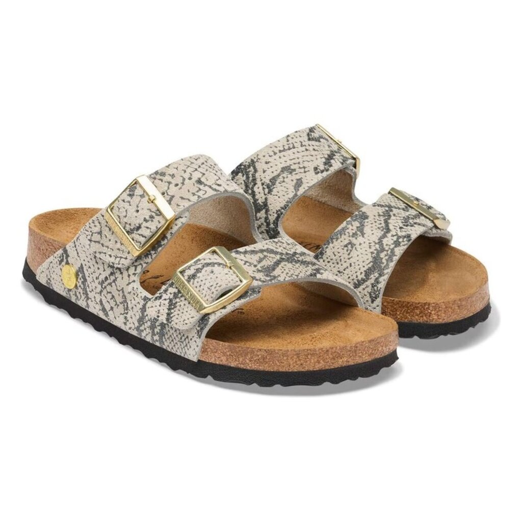 BIRKENSTOCK ARIZONA SUEDE-SNAKE PRINT OYSTER | BEND SHOE CO