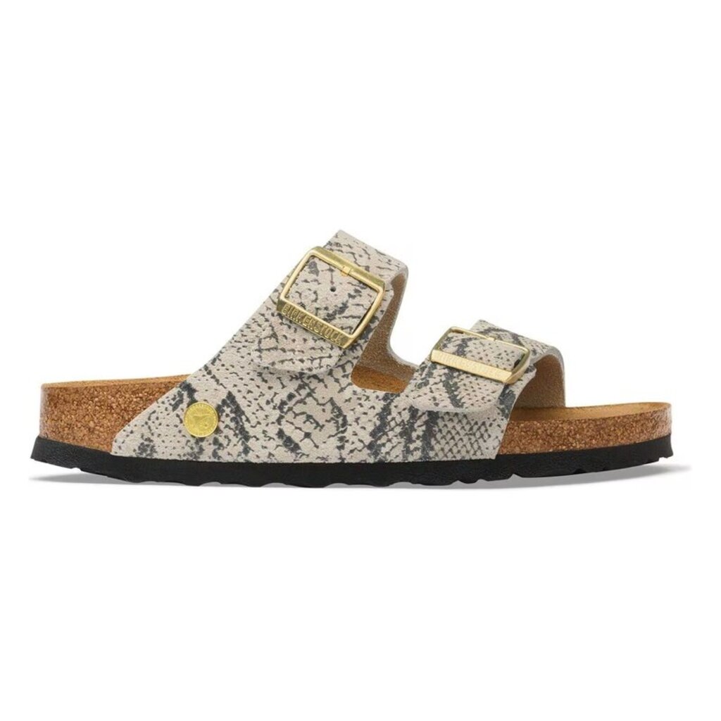 BIRKENSTOCK ARIZONA SUEDE-SNAKE PRINT OYSTER | BEND SHOE CO