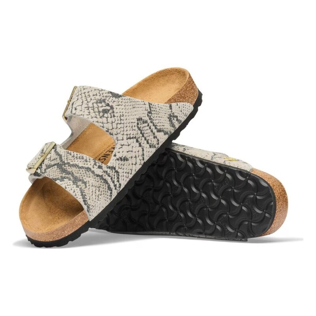 BIRKENSTOCK ARIZONA SUEDE-SNAKE PRINT OYSTER | BEND SHOE CO