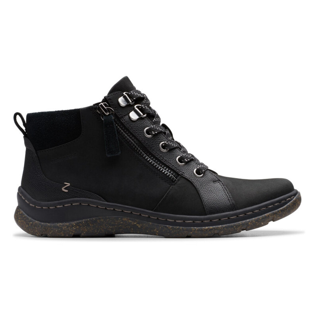 CLARKS WOMEN'S ORLENE TOP WATERPROOF NUBUC-BLACK | BEND SHOE CO