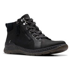 CLARKS WOMEN'S ORLENE TOP WATERPROOF NUBUC-BLACK | BEND SHOE CO