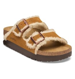BIRKENSTOCK ARIZONA FLEX PLATFORM SUEDE/TEDDY EDGE-MINK/NATURAL