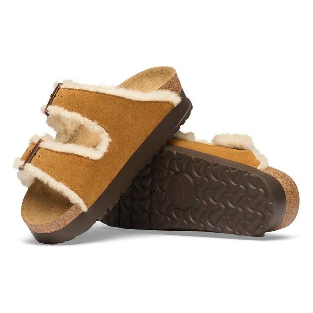 BIRKENSTOCK ARIZONA FLEX PLATFORM SUEDE/TEDDY EDGE-MINK/NATURAL | BEND SHOE CO