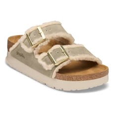 BIRKENSTOCK ARIZONA FLEX PLATFORM SUEDE/TEDDY EDGE-TAUPE/NATURAL | BEND SHOE CO