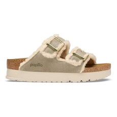BIRKENSTOCK ARIZONA FLEX PLATFORM SUEDE/TEDDY EDGE-TAUPE/NATURAL | BEND SHOE CO