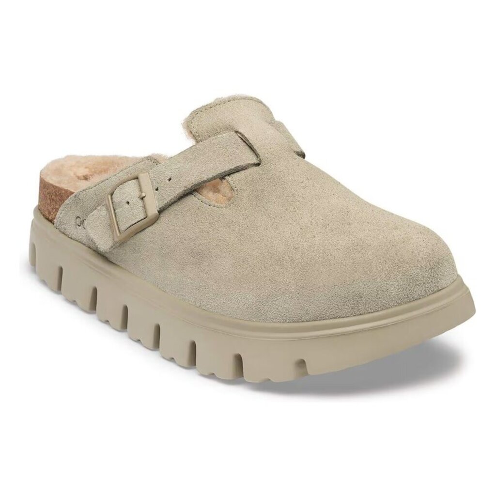 BIRKENSTOCK BOSTON CHUNKY SHEARLING-TAUPE/SAND CASTLE | BEND SHOE CO