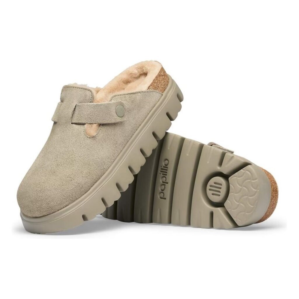 BIRKENSTOCK BOSTON CHUNKY SHEARLING-TAUPE/SAND CASTLE | BEND SHOE CO