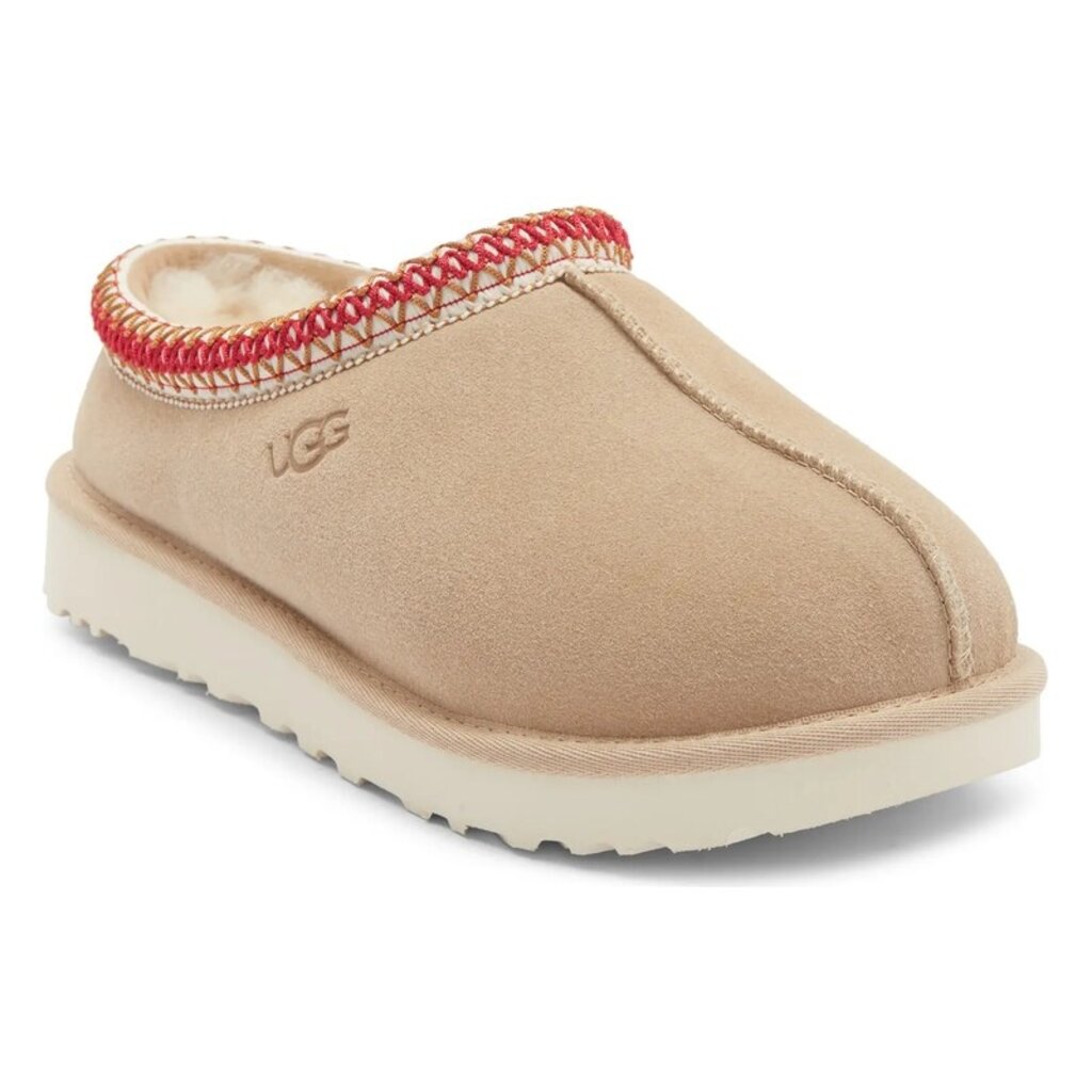 UGG WOMEN'S TASMAN II SLIPPER-SAND/DARK CHERRY