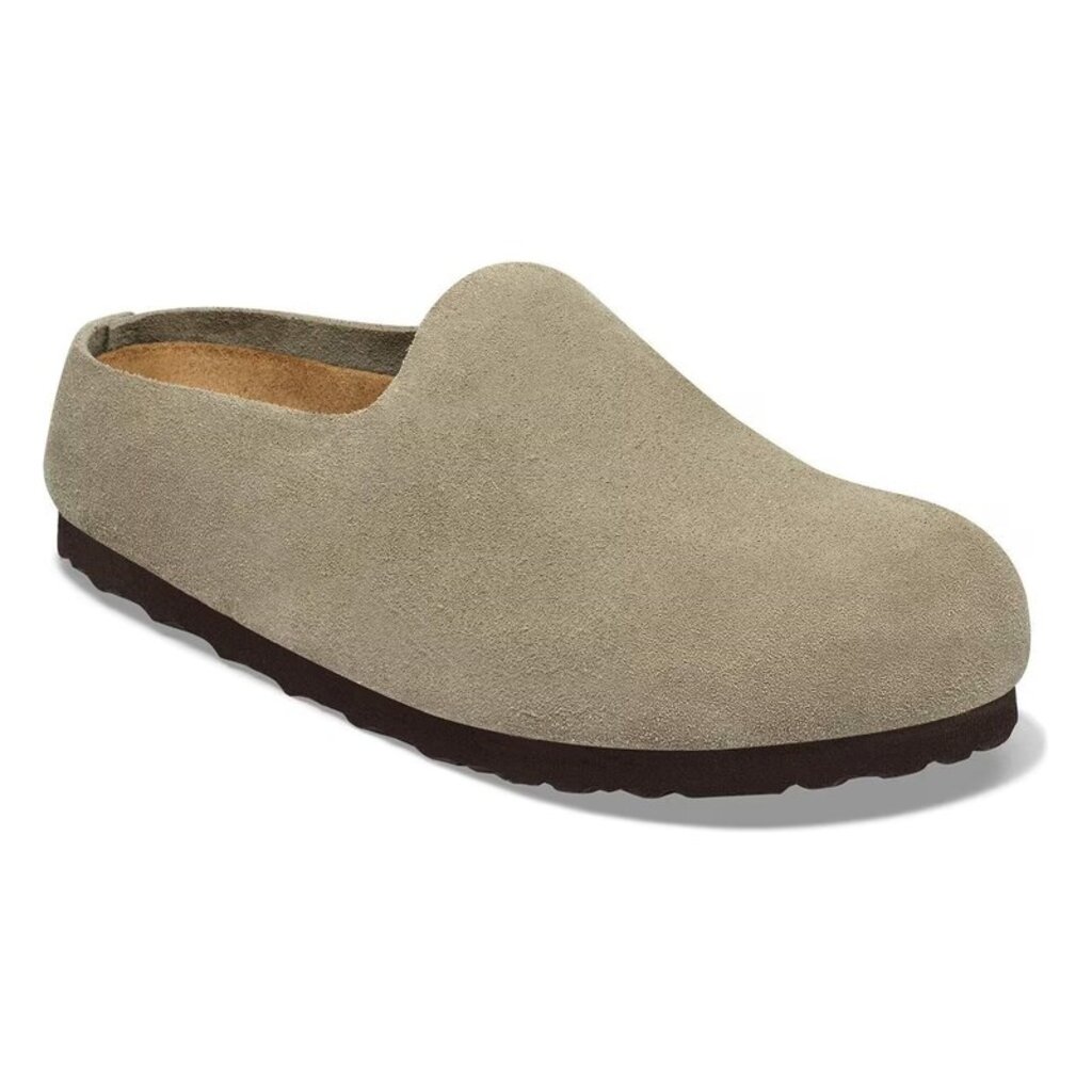 BIRKENSTOCK AMSTERDAM WRAPPED SUEDE-TAUPE | BEND SHOE CO