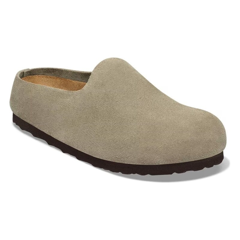 BIRKENSTOCK AMSTERDAM WRAPPED SUEDE-TAUPE