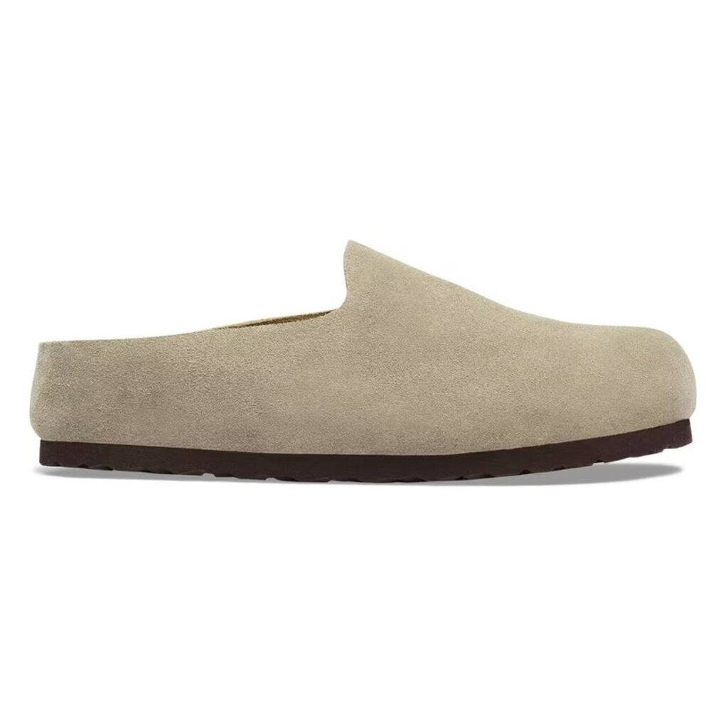 BIRKENSTOCK AMSTERDAM WRAPPED SUEDE-TAUPE | BEND SHOE CO