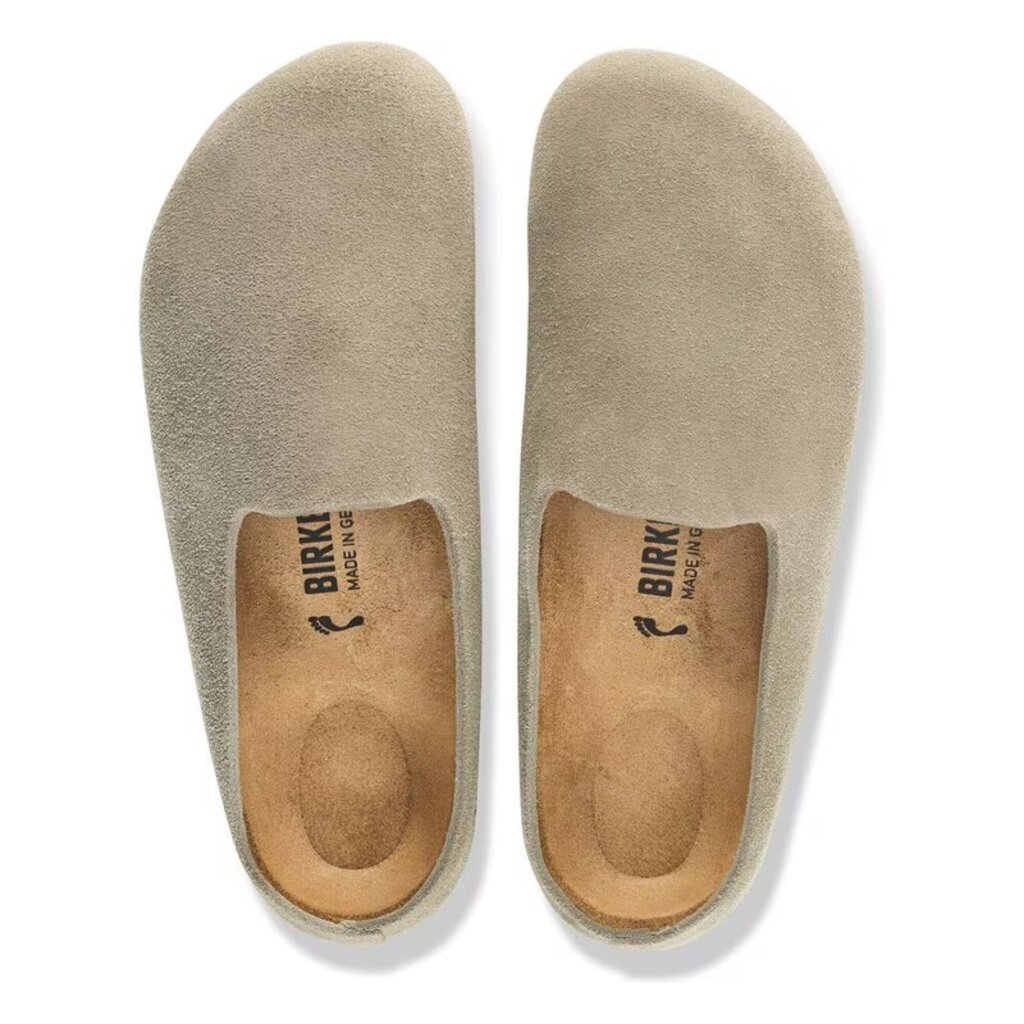 BIRKENSTOCK AMSTERDAM WRAPPED SUEDE-TAUPE | BEND SHOE CO