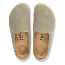 BIRKENSTOCK AMSTERDAM WRAPPED SUEDE-TAUPE | BEND SHOE CO