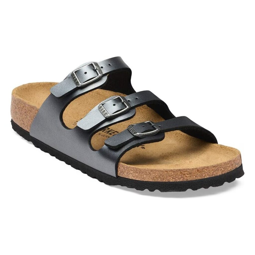 BIRKENSTOCK FLORIDA BIRKO-FLOR-METALLIC BLACK | BEND SHOE CO