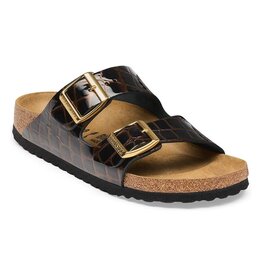 BIRKENSTOCK ARIZONA EMBOSSED LEATHER-ANIMAL BLACK