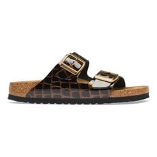 BIRKENSTOCK ARIZONA EMBOSSED LEATHER-ANIMAL BLACK | BEND SHOE CO