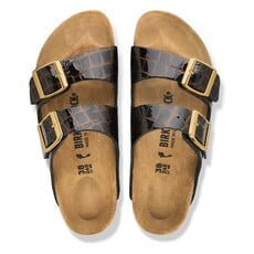 BIRKENSTOCK ARIZONA EMBOSSED LEATHER-ANIMAL BLACK | BEND SHOE CO