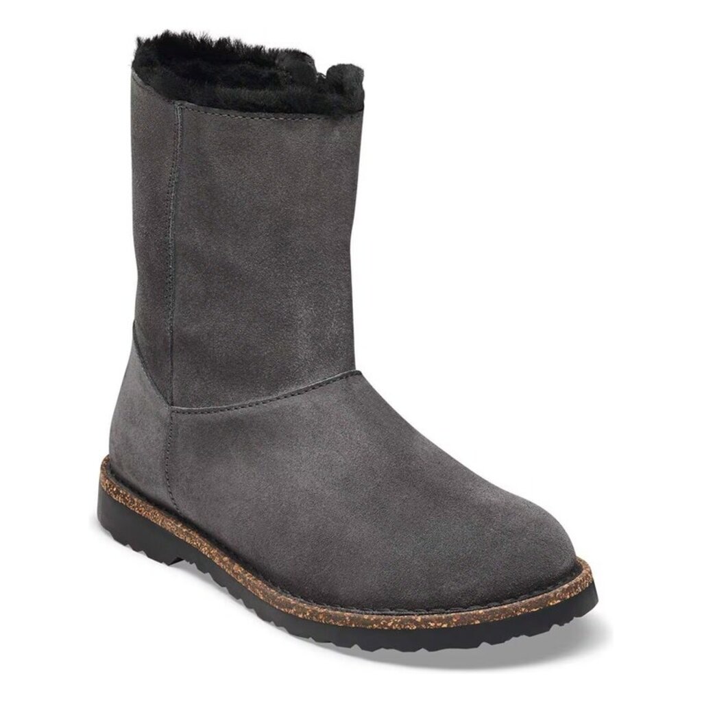 BIRKENSTOCK UPPSALA ZIP SHEARLING SUEDE-CHARCOAL/BLACK | BEND SHOE CO