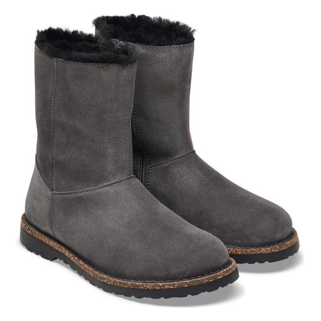 BIRKENSTOCK UPPSALA ZIP SHEARLING SUEDE-CHARCOAL/BLACK | BEND SHOE CO