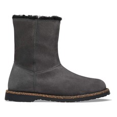 BIRKENSTOCK UPPSALA ZIP SHEARLING SUEDE-CHARCOAL/BLACK | BEND SHOE CO