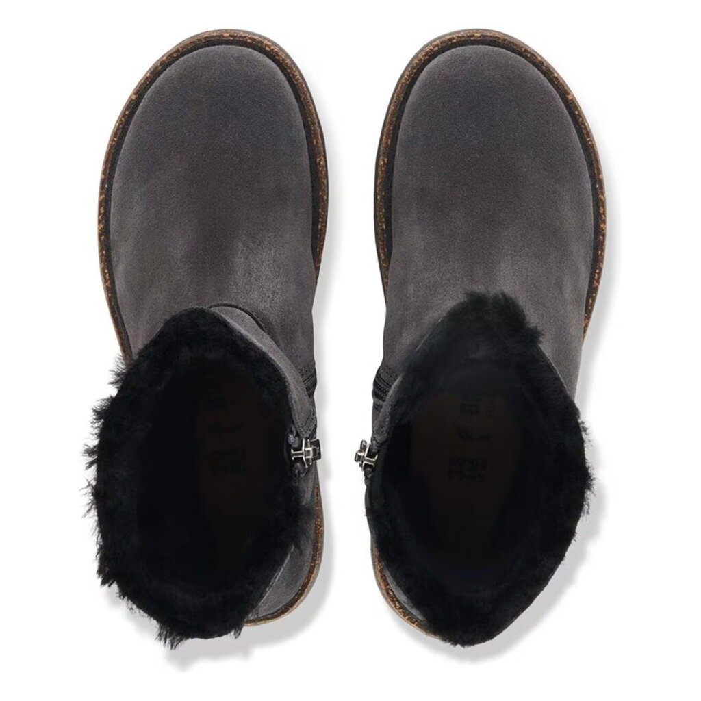 BIRKENSTOCK UPPSALA ZIP SHEARLING SUEDE-CHARCOAL/BLACK | BEND SHOE CO