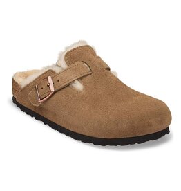 BIRKENSTOCK BOSTON SHEARLING SUEDE LEATHER-DARK TEA/SANDCASTLE