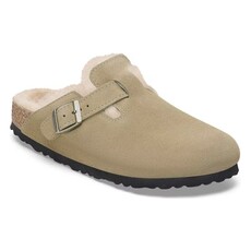 BIRKENSTOCK BOSTON SUEDE SHEARLING-TAUPE/SANDCASTLE | BEND SHOE CO
