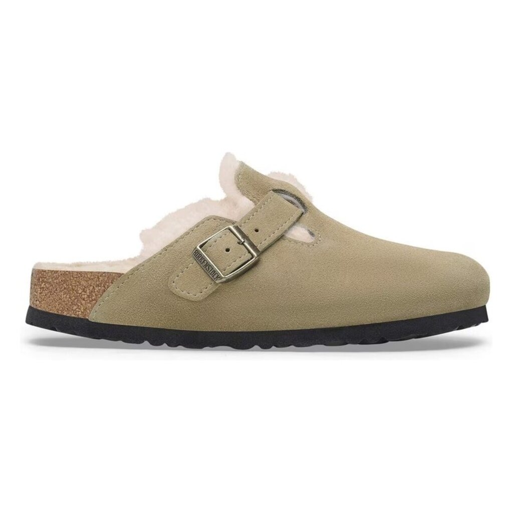 BIRKENSTOCK BOSTON SUEDE SHEARLING-TAUPE/SANDCASTLE | BEND SHOE CO