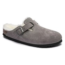 BIRKENSTOCK BOSTON SHEARLING SUEDE LEATHER-STONE COIN | BEND SHOE CO