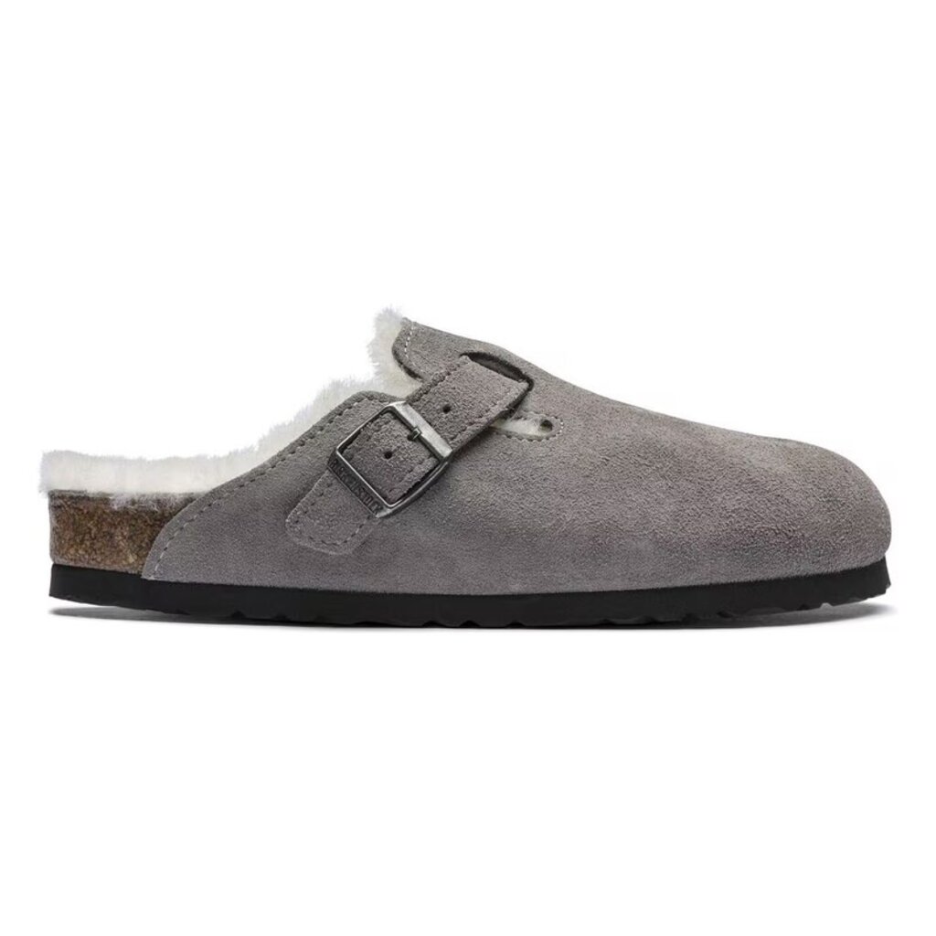 BIRKENSTOCK BOSTON SHEARLING SUEDE LEATHER-STONE COIN | BEND SHOE CO