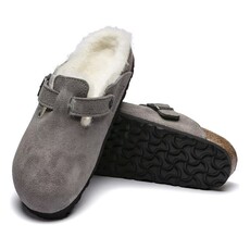 BIRKENSTOCK BOSTON SHEARLING SUEDE LEATHER-STONE COIN | BEND SHOE CO