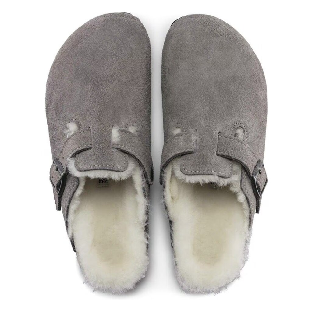 BIRKENSTOCK BOSTON SHEARLING SUEDE LEATHER-STONE COIN | BEND SHOE CO