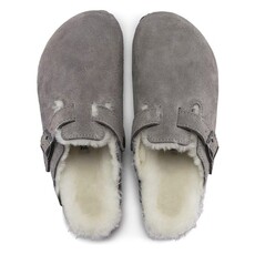 BIRKENSTOCK BOSTON SHEARLING SUEDE LEATHER-STONE COIN | BEND SHOE CO