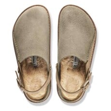 BIRKENSTOCK LUTRY SUEDE/NUBUCK SHEARLING-TAUPE | BEND SHOE CO