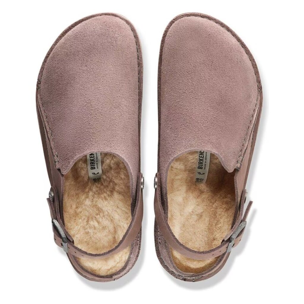 BIRKENSTOCK LUTRY SUEDE/NUBUCK SHEARLING-FADED PURPLE | BEND SHOE CO