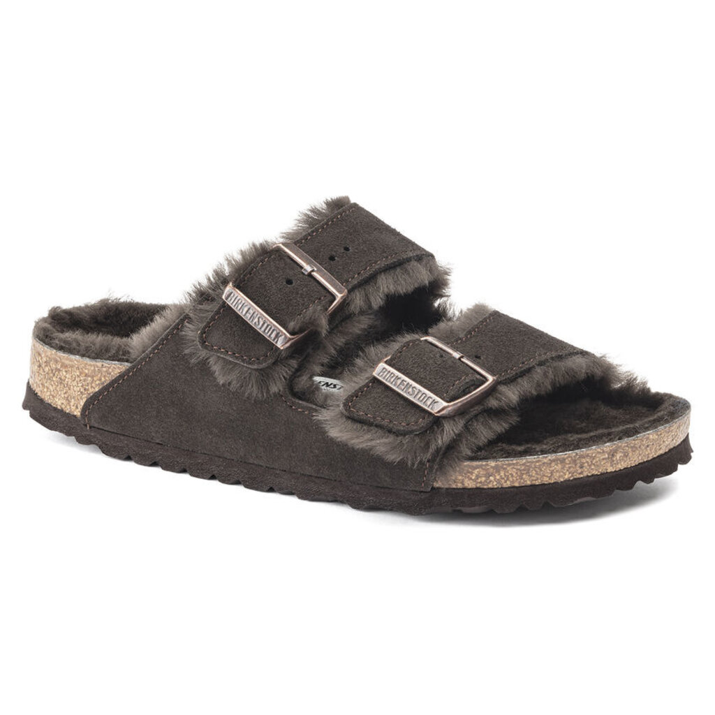 BIRKENSTOCK ARIZONA SHEARLING SUEDE LEATHER-MOCHA | BEND SHOE CO