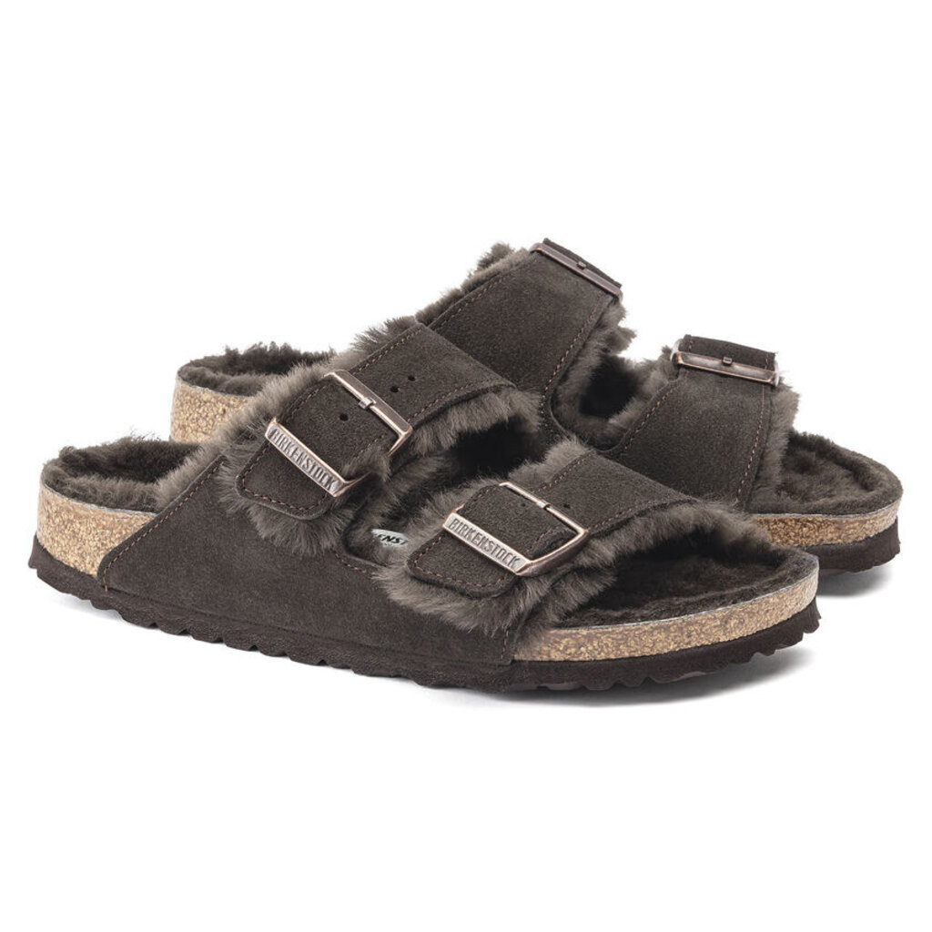 BIRKENSTOCK ARIZONA SHEARLING SUEDE LEATHER-MOCHA | BEND SHOE CO
