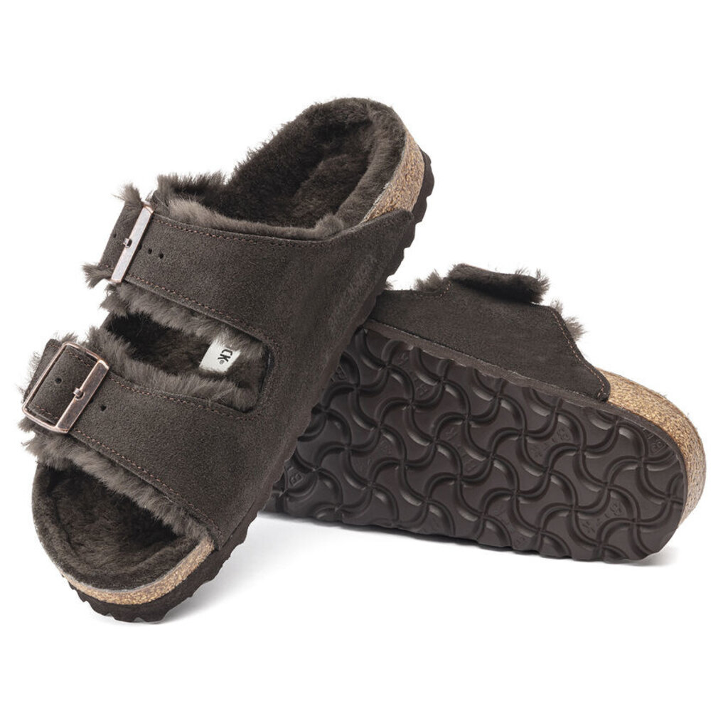 BIRKENSTOCK ARIZONA SHEARLING SUEDE LEATHER-MOCHA | BEND SHOE CO