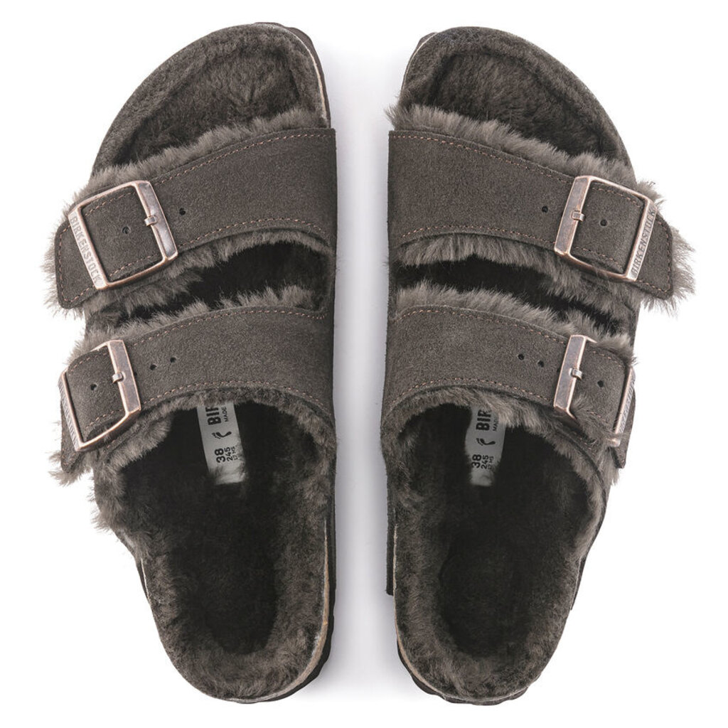 BIRKENSTOCK ARIZONA SHEARLING SUEDE LEATHER-MOCHA | BEND SHOE CO