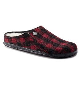 BIRKENSTOCK WOMEN'S ZERMATT WOOL FELT SLIPPER-PLAID RED
