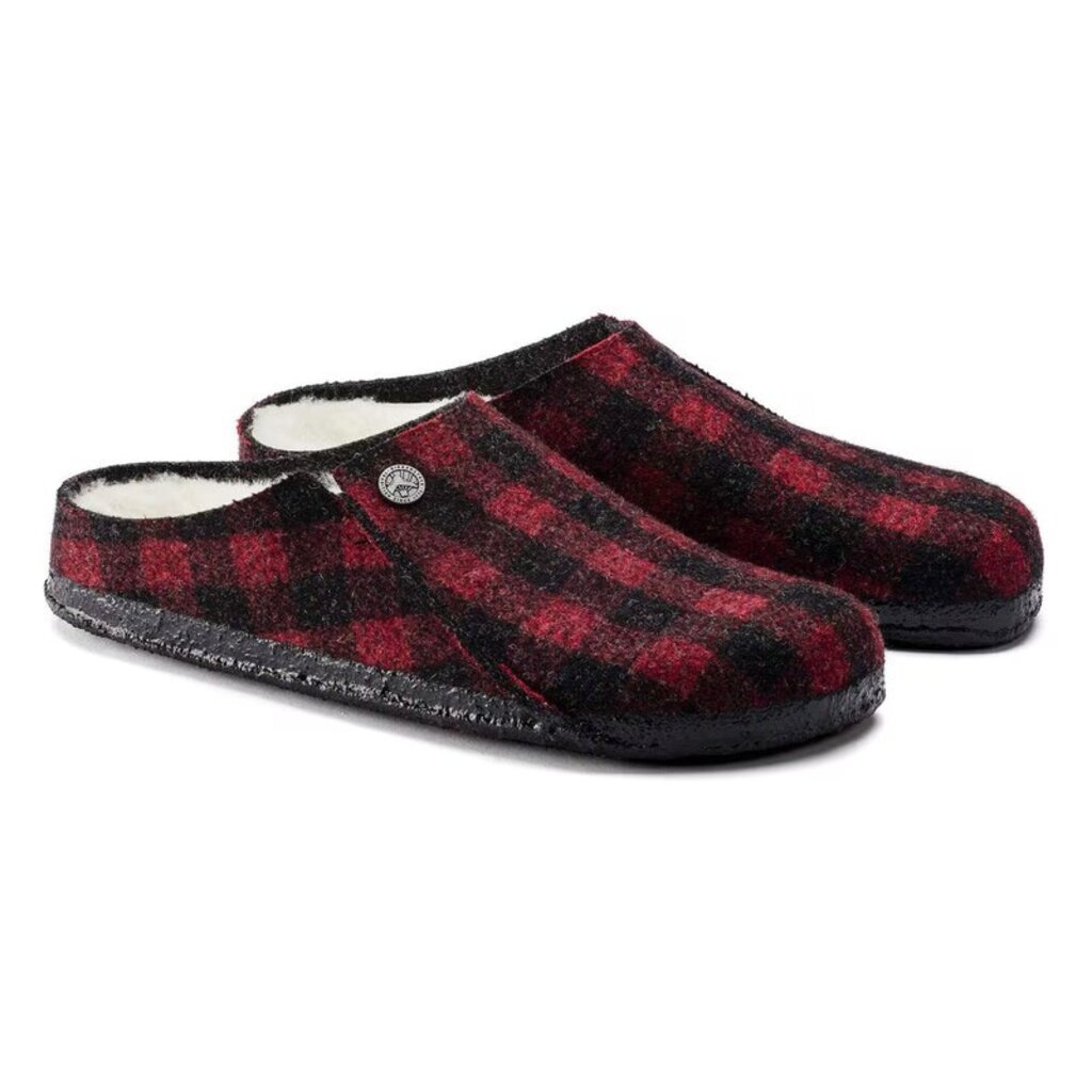 BIRKENSTOCK WOMEN'S ZERMATT WOOL FELT SLIPPER-PLAID RED | BEND SHOE CO