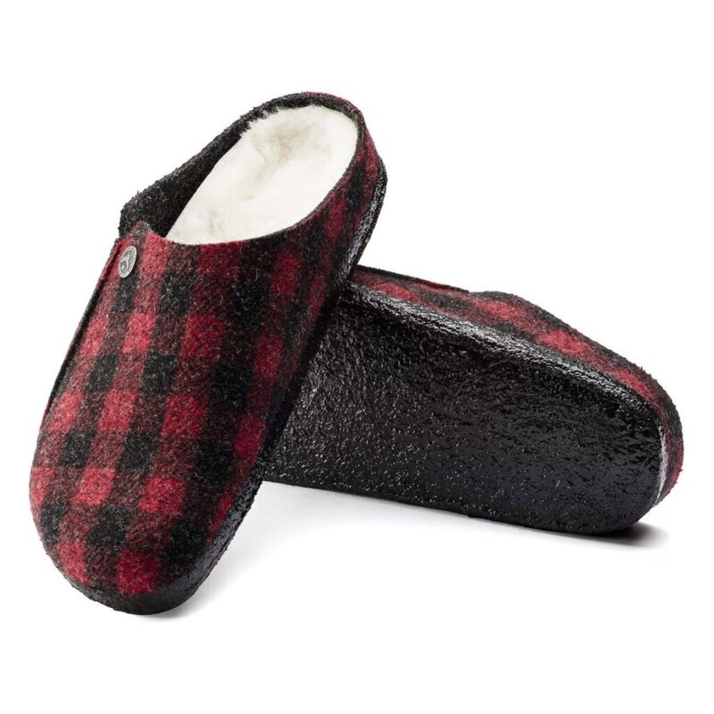 BIRKENSTOCK WOMEN'S ZERMATT WOOL FELT SLIPPER-PLAID RED | BEND SHOE CO