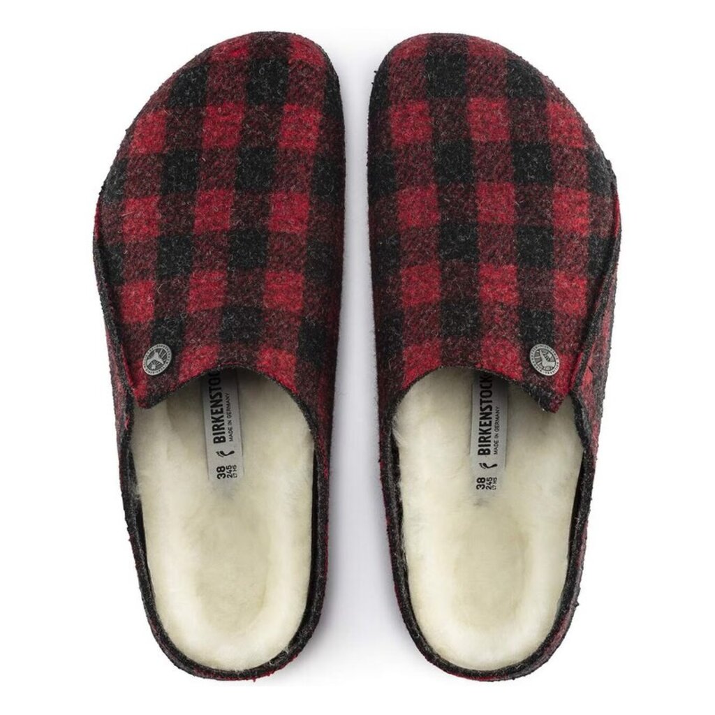 BIRKENSTOCK WOMEN'S ZERMATT WOOL FELT SLIPPER-PLAID RED | BEND SHOE CO