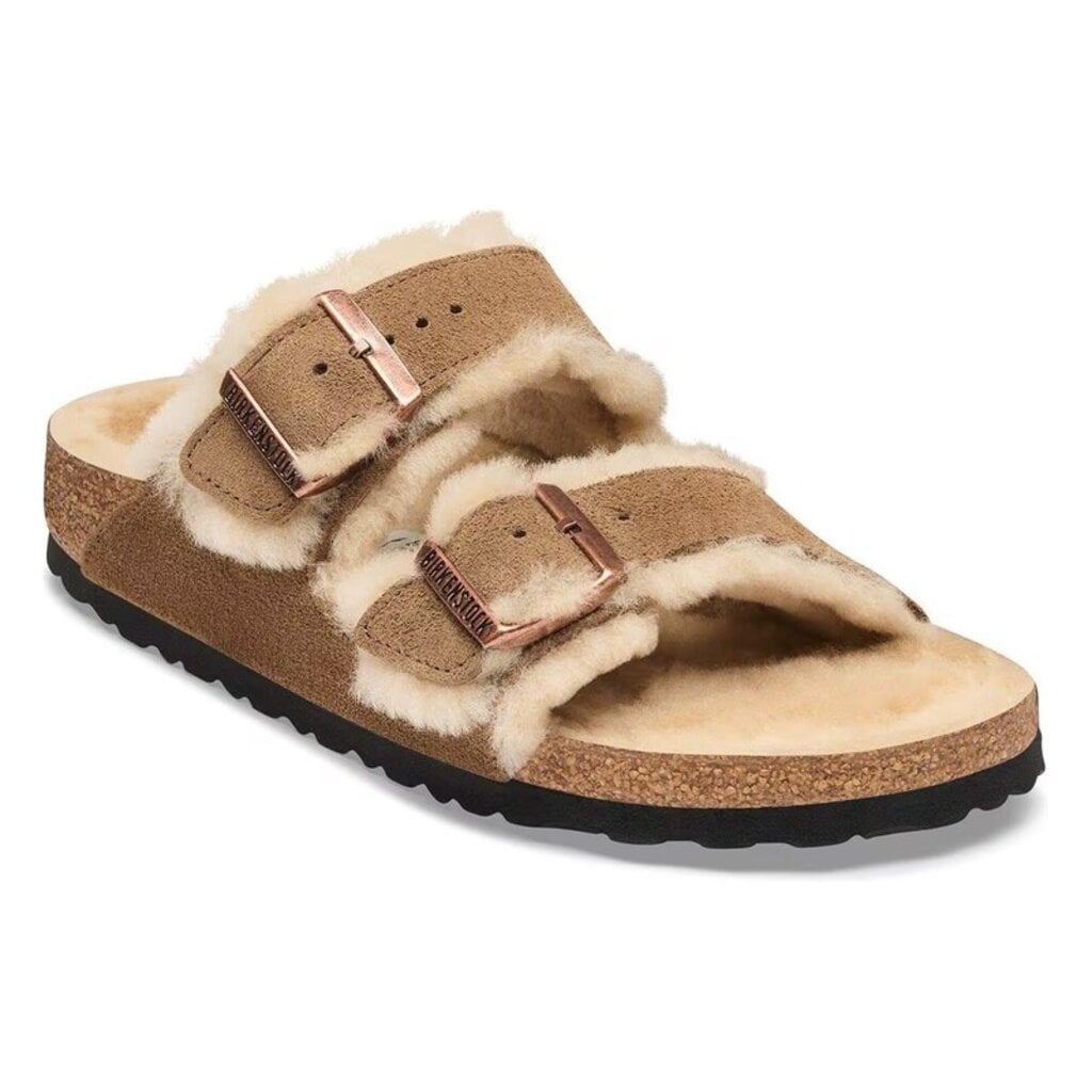 BIRKENSTOCK ARIZONA SHEARLING SUEDE-DARK TEA/SANDCASTLE | BEND SHOE CO