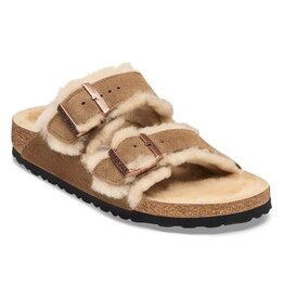 BIRKENSTOCK ARIZONA SHEARLING SUEDE-DARK TEA/SANDCASTLE